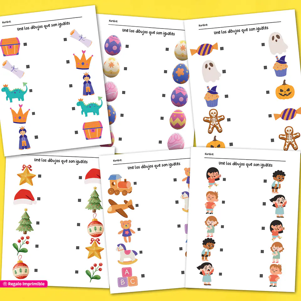 Pack 48 Hojas de Actividades de Emparejamiento - Nivel Inicial y Jardín 2
