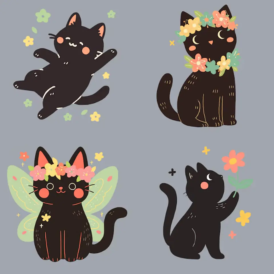 30 Stickers de Gatitos Primavera Imprimibles 3