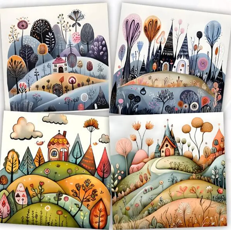 20 Láminas Imprimibles Surrealistas Acuarela 4