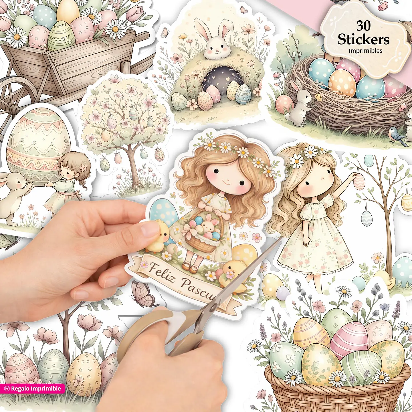Pack 30 stickers Adorables de Pascua 1