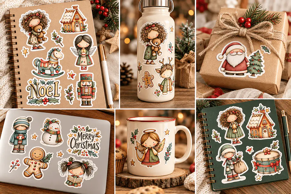 ✂️ Plancha para cortar - Stickers Navideños Imprimibles 6