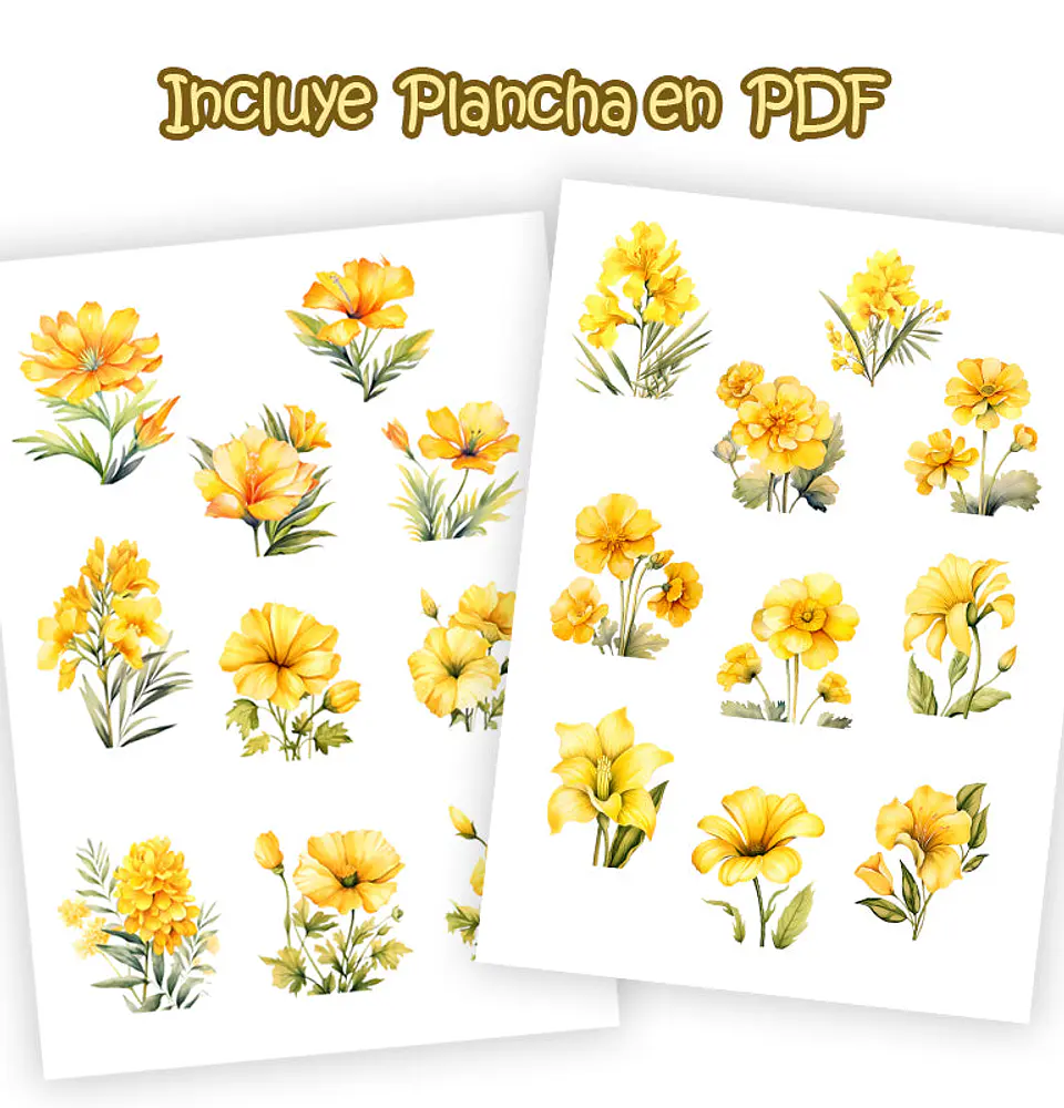 Pack 100 Flores Amarillas imprimibles 6