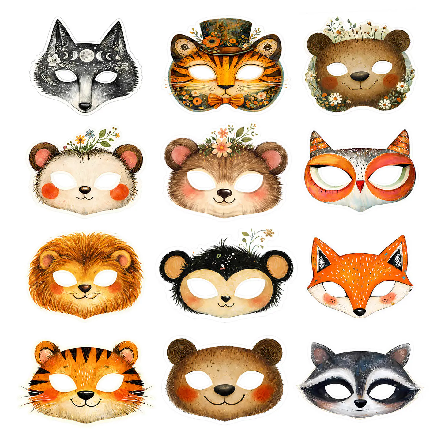 12 Máscaras Animalitos del Bosque Imprimibles 2