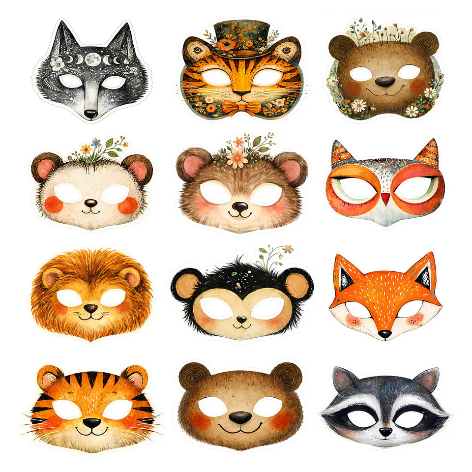 12 Máscaras Animalitos del Bosque Imprimibles 2
