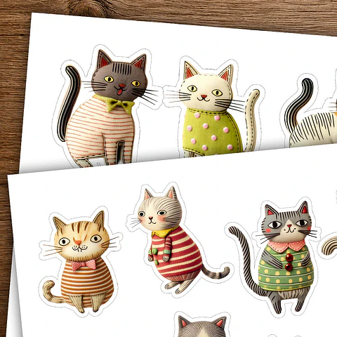 51 Stickers Gatitos Excentricos Imprimibles