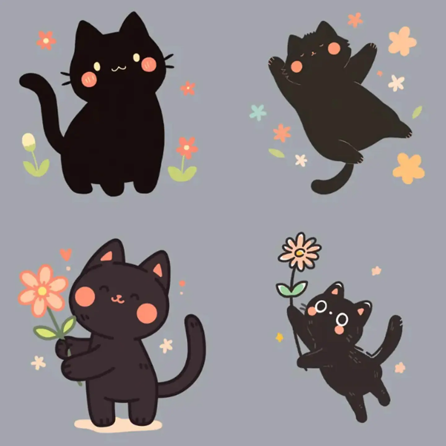 30 Stickers de Gatitos Primavera Imprimibles 4