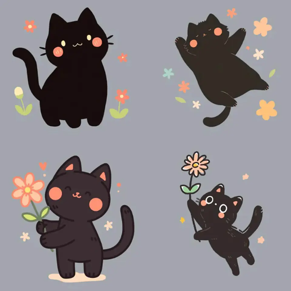 30 Stickers de Gatitos Primavera Imprimibles 4