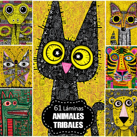 Pack 60 Láminas Animales Tribales imprimibles