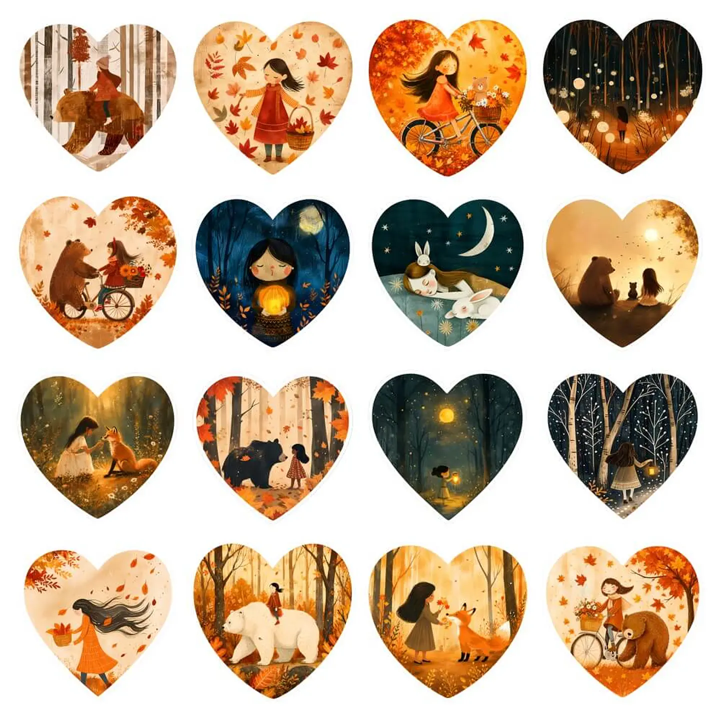 43 Stickers imprimibles de Otoño, la Chica su amigo el Oso 2