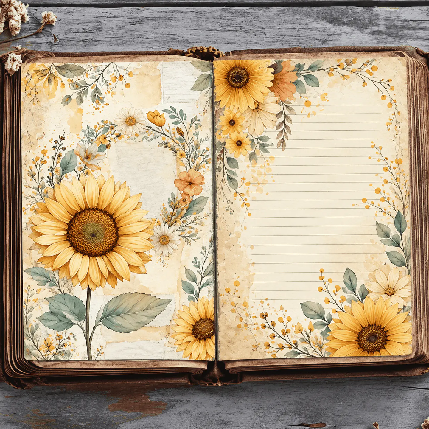 🌻 Girasoles Floreciendo | 62 Páginas ScrapBooking 5