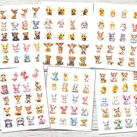 450  Animalitos Bebés estilo Acuarela en PNG