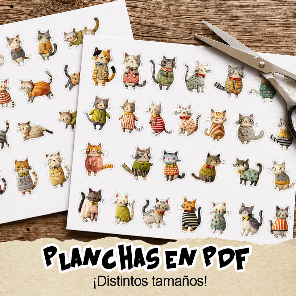 51 Stickers Gatitos Excentricos Imprimibles 3