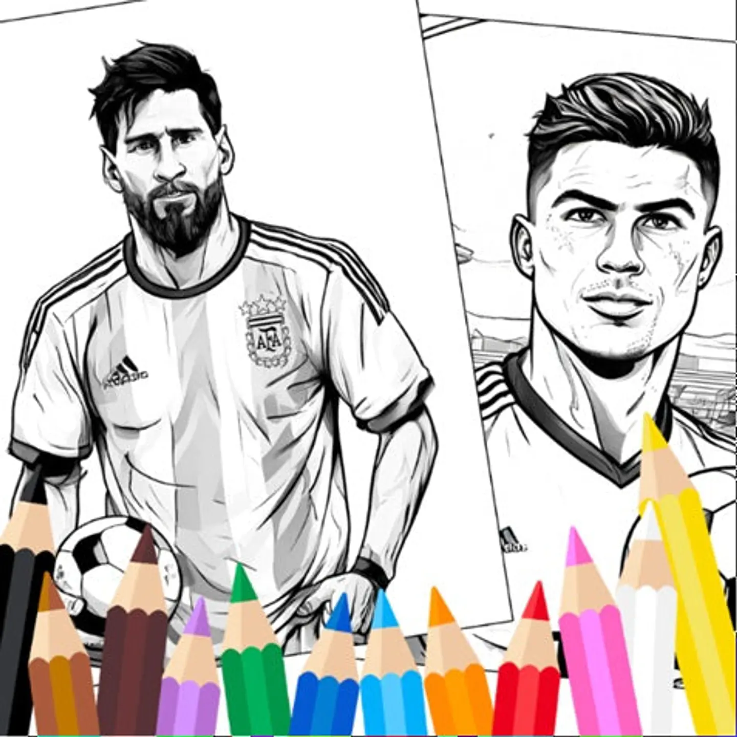 6 Hojas de Astros del Futbol para Colorear 1