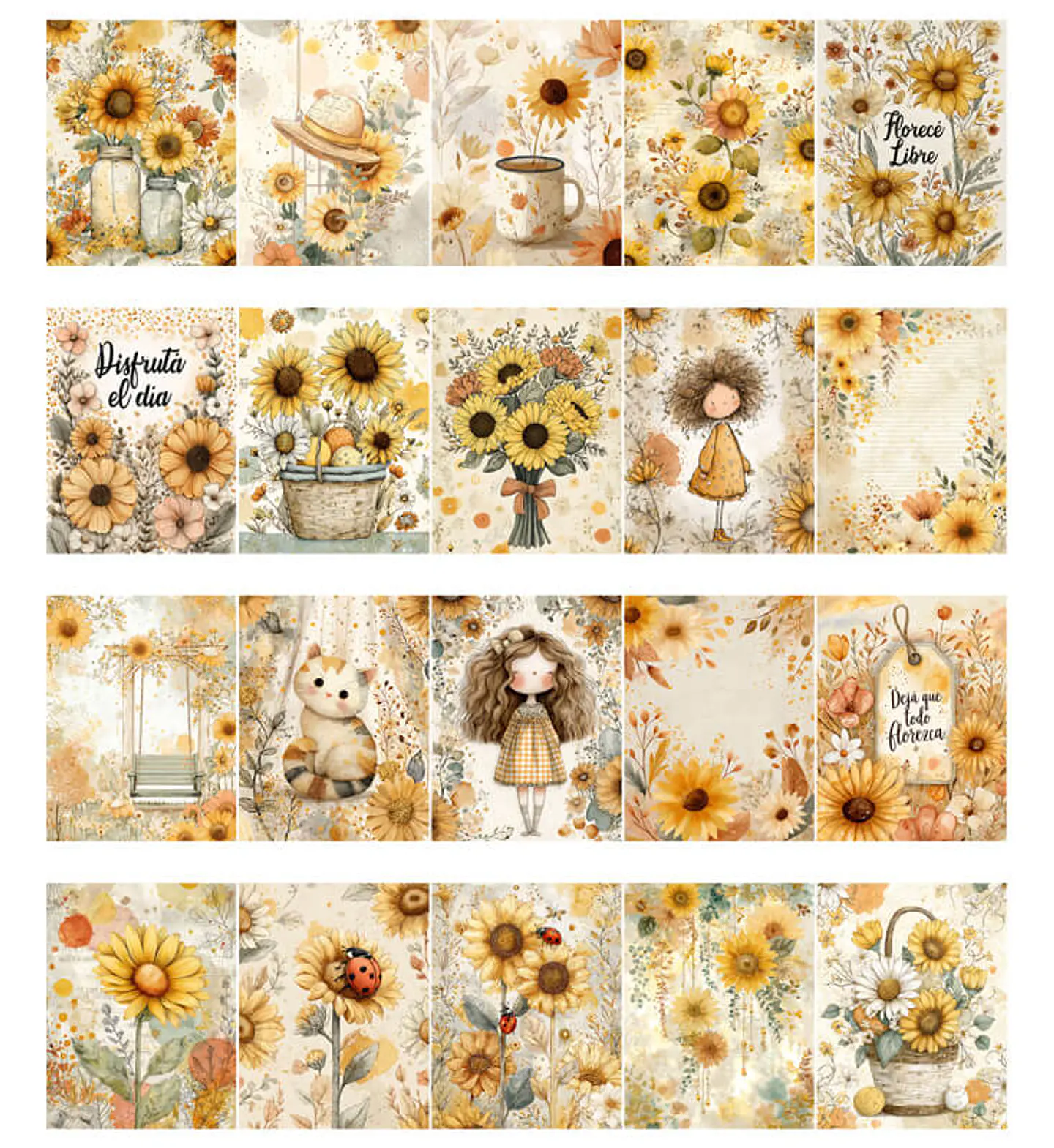 🌻 Girasoles Floreciendo | 62 Páginas ScrapBooking 6