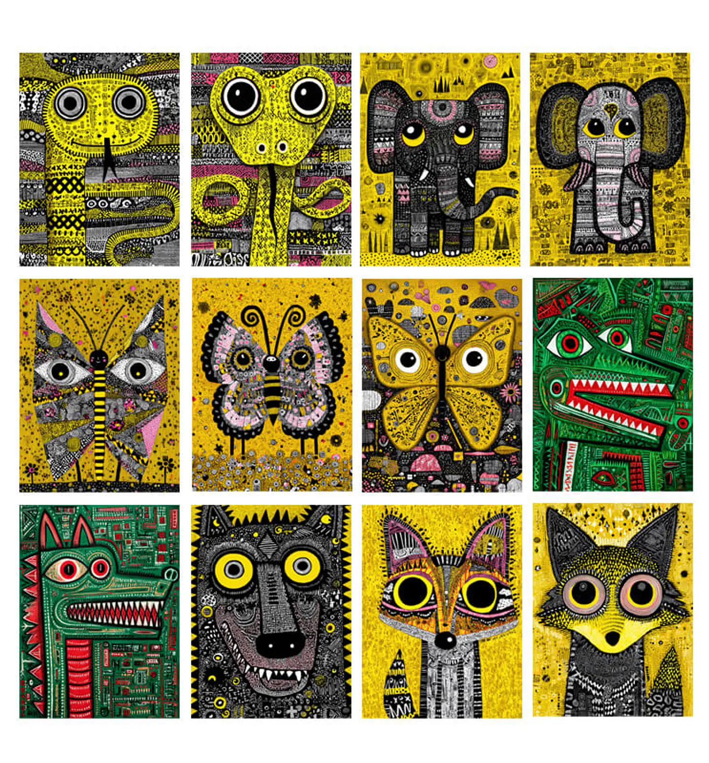 Pack 60 Láminas Animales Tribales imprimibles 2