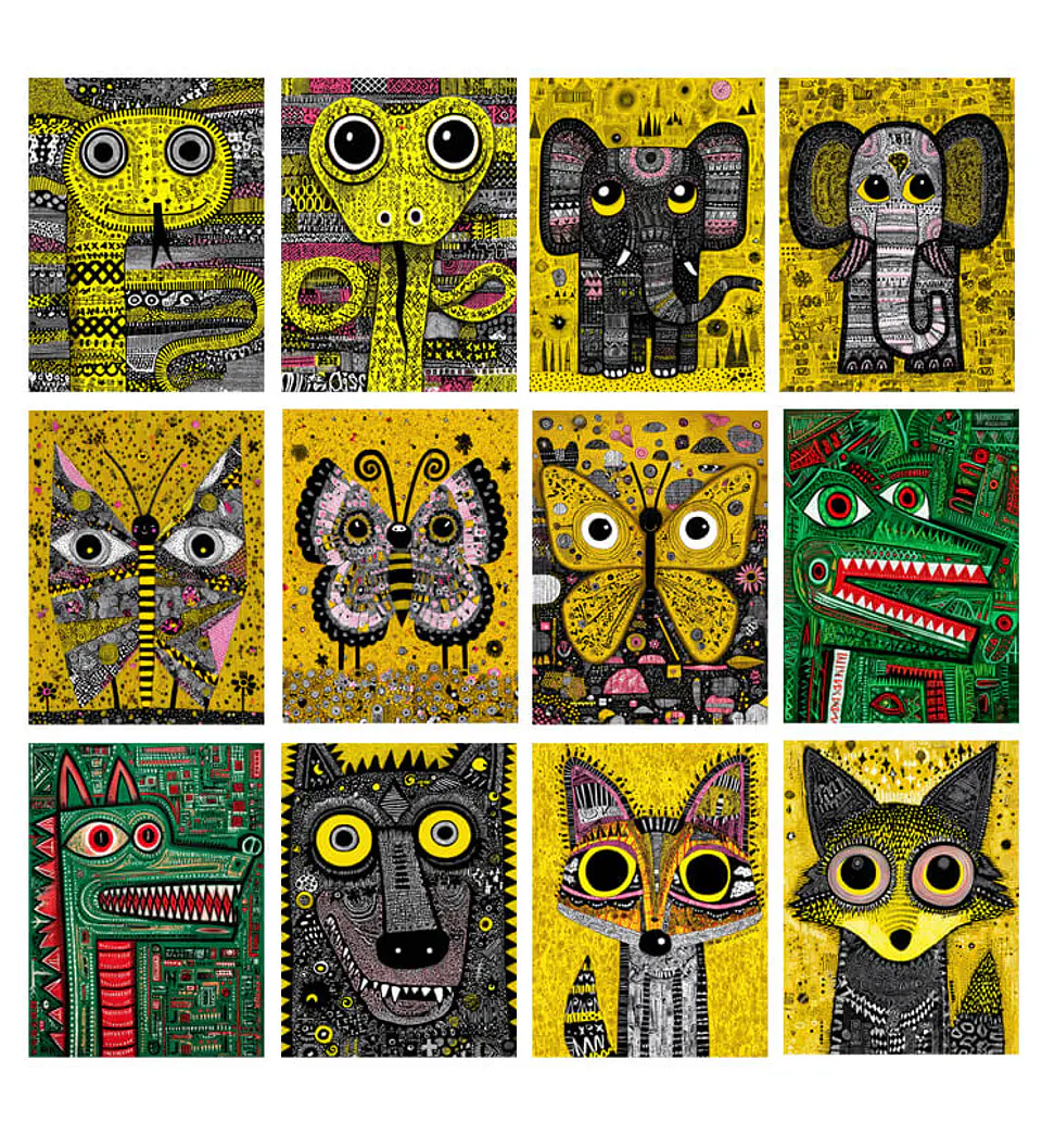 Pack 60 Láminas Animales Tribales imprimibles 2