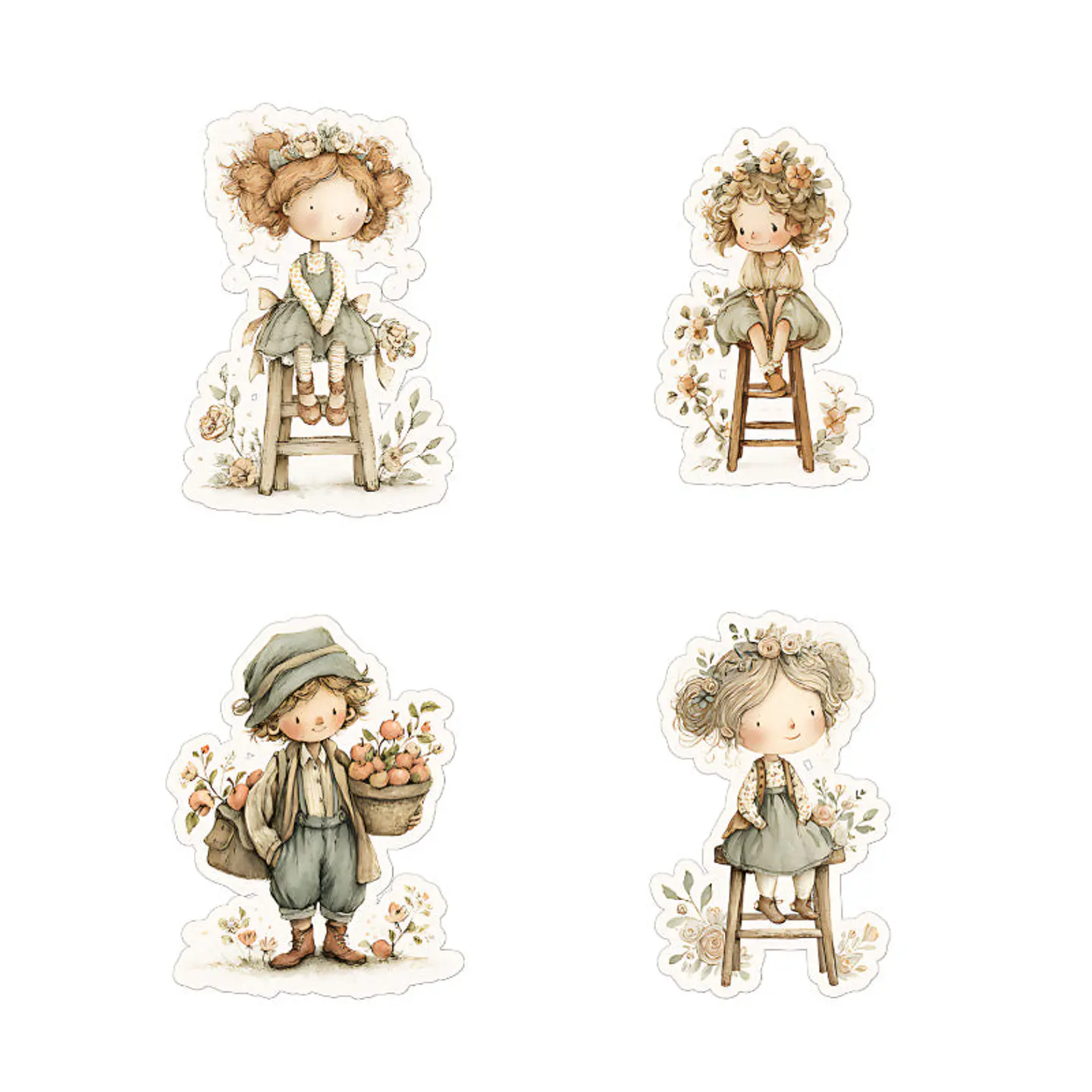 ✂️ Plancha para cortar - 100 Stickers Campesinos de granja Vintage 3