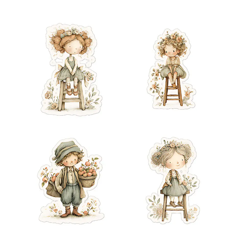 ✂️ Plancha para cortar - 100 Stickers Campesinos de granja Vintage 3