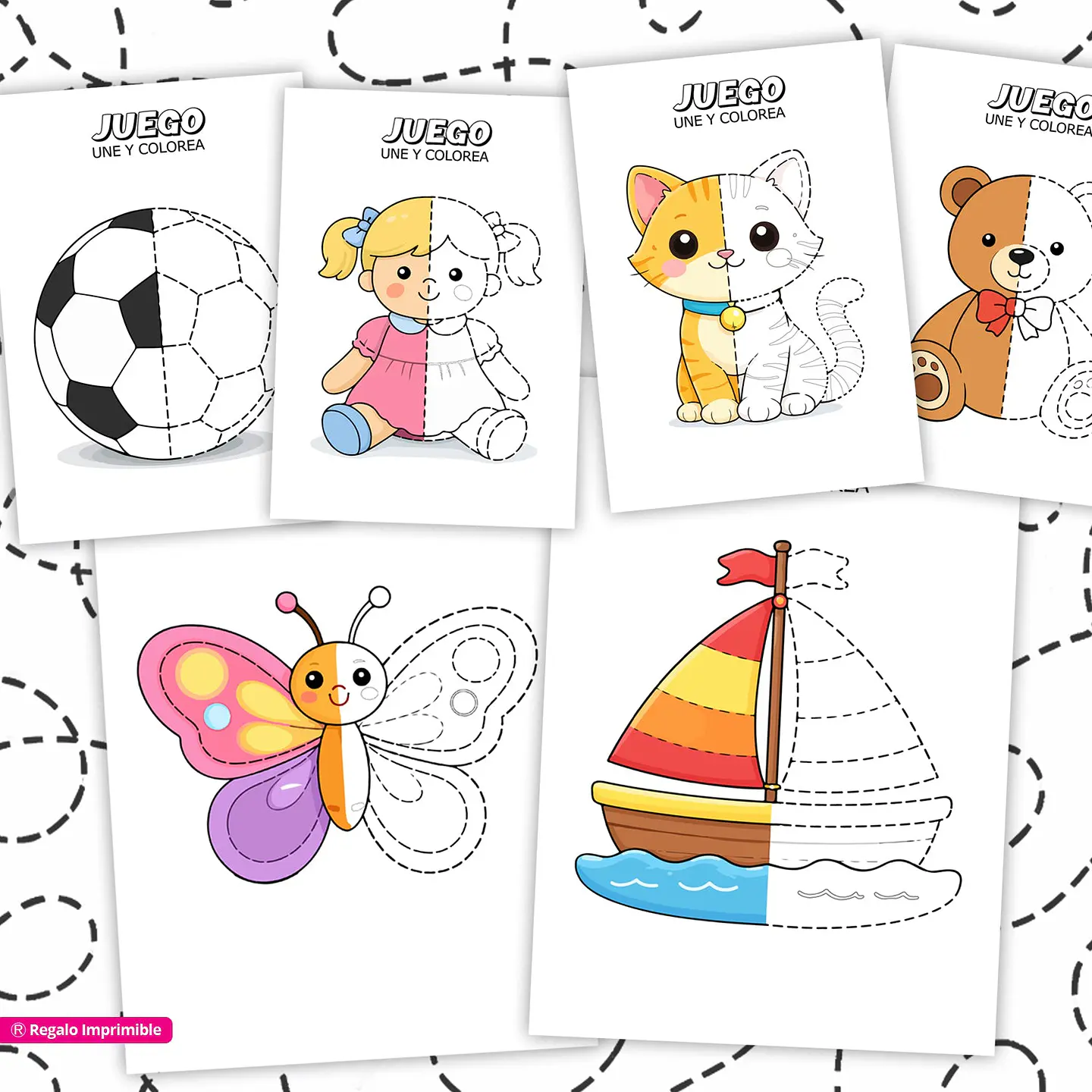 Kit de 12 Dibujos Simétricos para Niños - Actividades de Motricidad Fina PDF 1