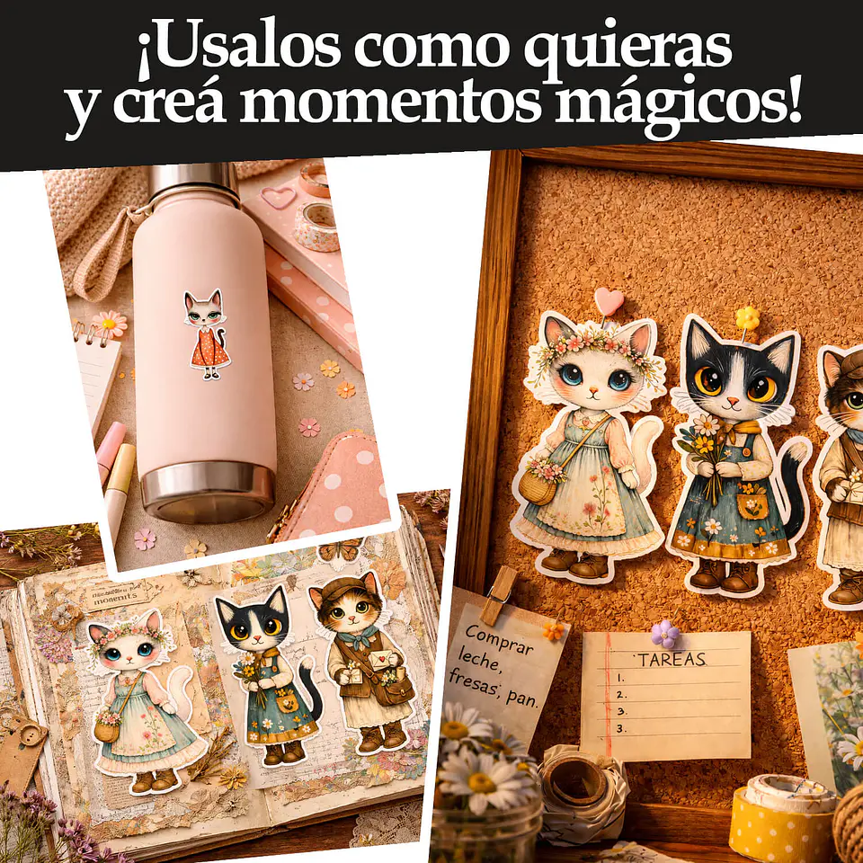 16 Gatitos Vintage Recortables ✂️ 6