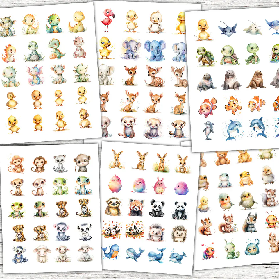 450  Animalitos Bebés estilo Acuarela en PNG 3