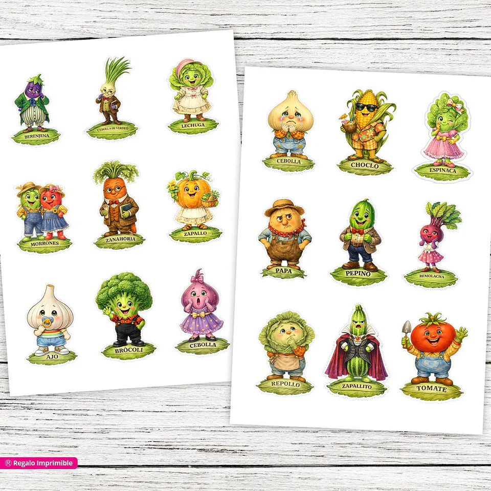 18 Stickers Vegetales Vintage 2