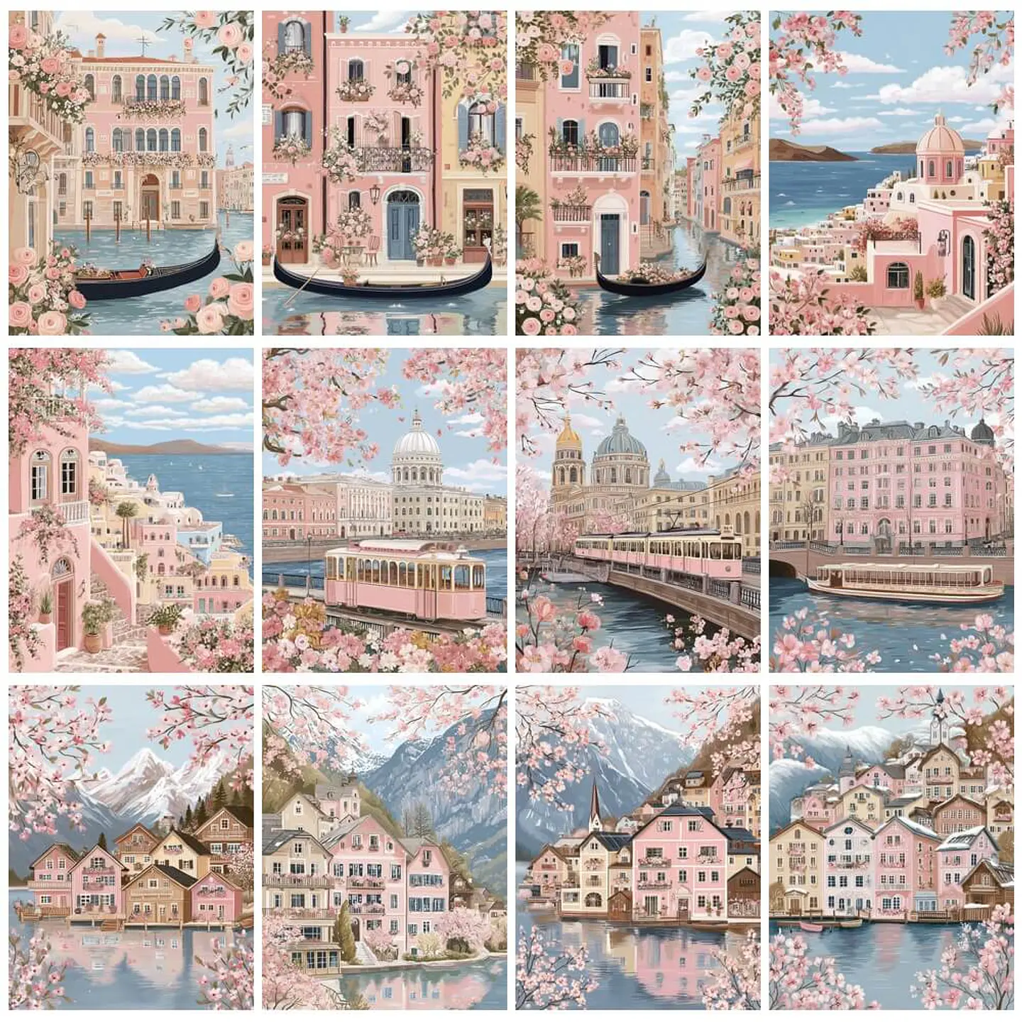 44 Láminas Europa Rosa Romántica imprimible 2