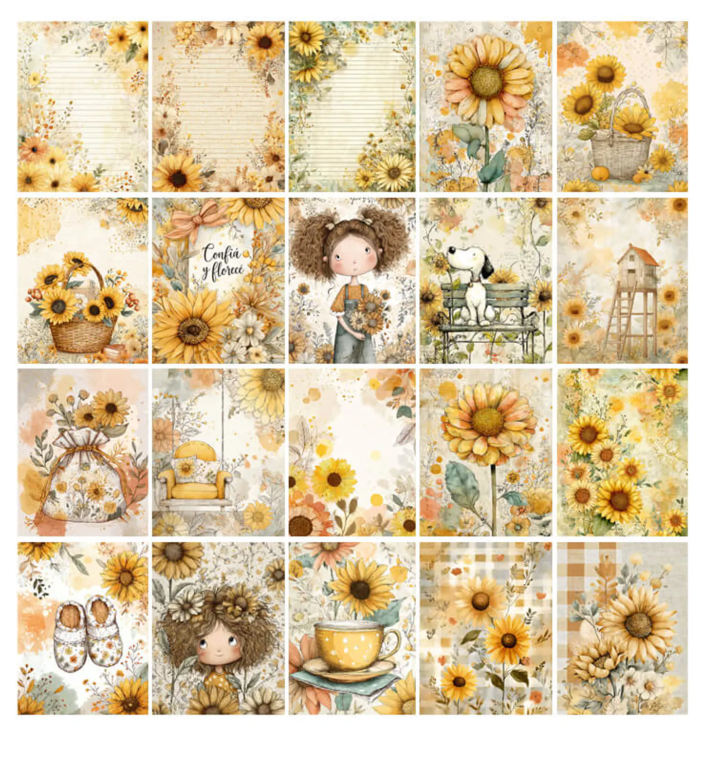 🌻 Girasoles Floreciendo | 62 Páginas ScrapBooking 7