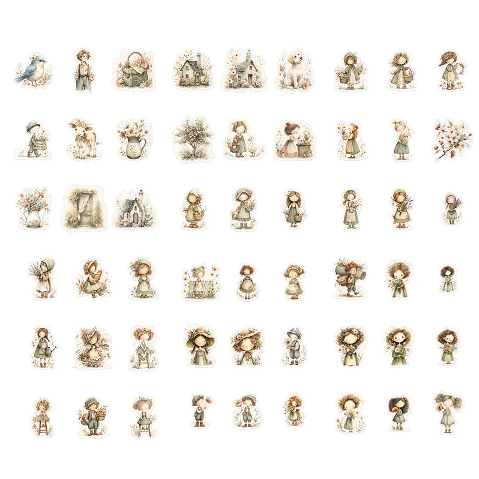 ✂️ Plancha para cortar - 100 Stickers Campesinos de granja Vintage 4