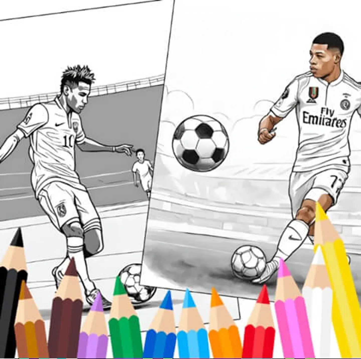 6 Hojas de Astros del Futbol para Colorear 3