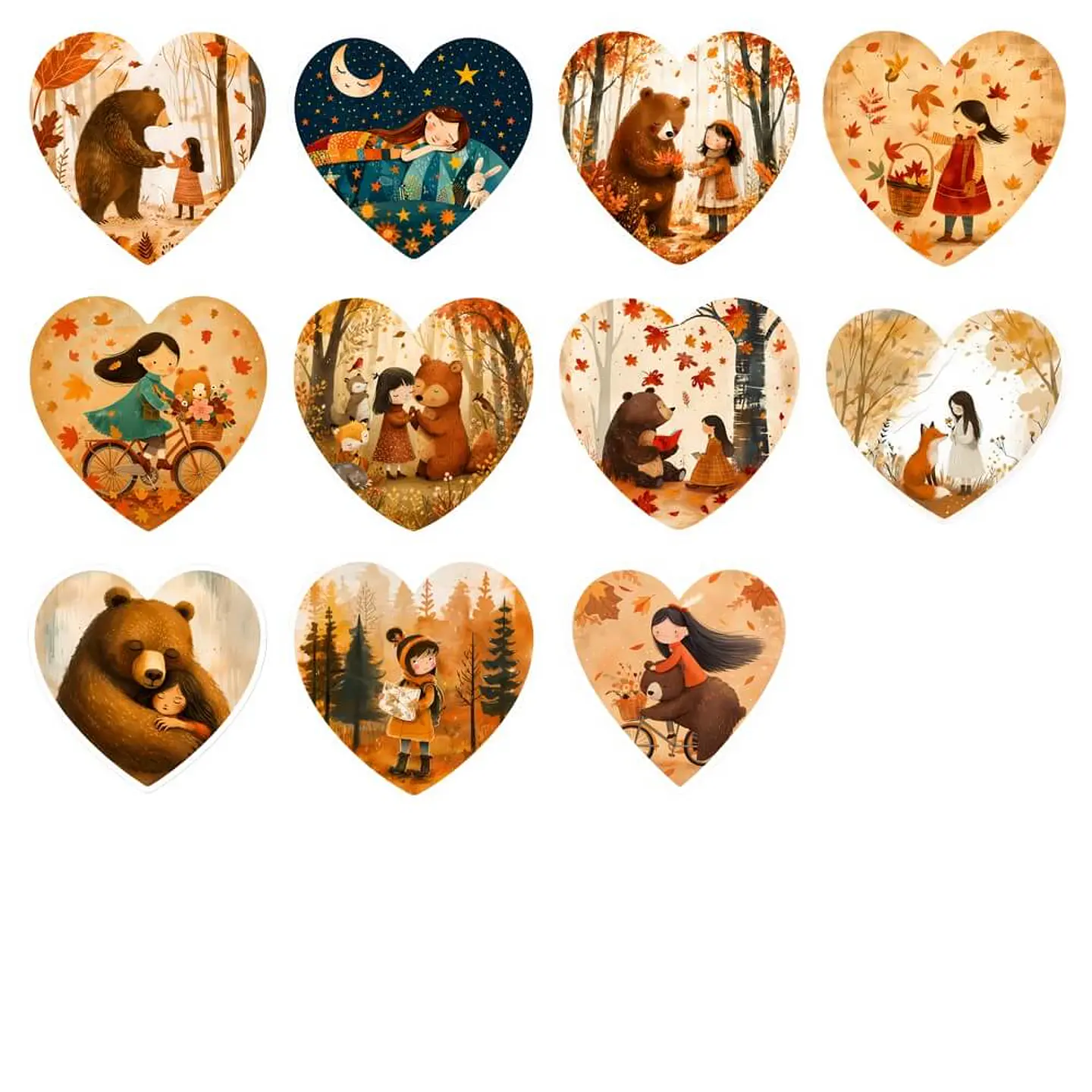 43 Stickers imprimibles de Otoño, la Chica su amigo el Oso 4