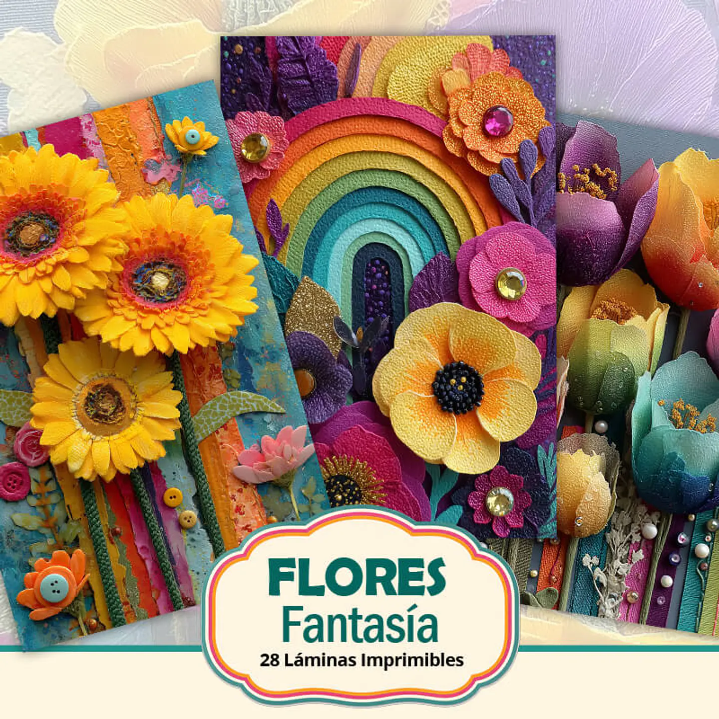 40 Láminas Flores Fantasía 1