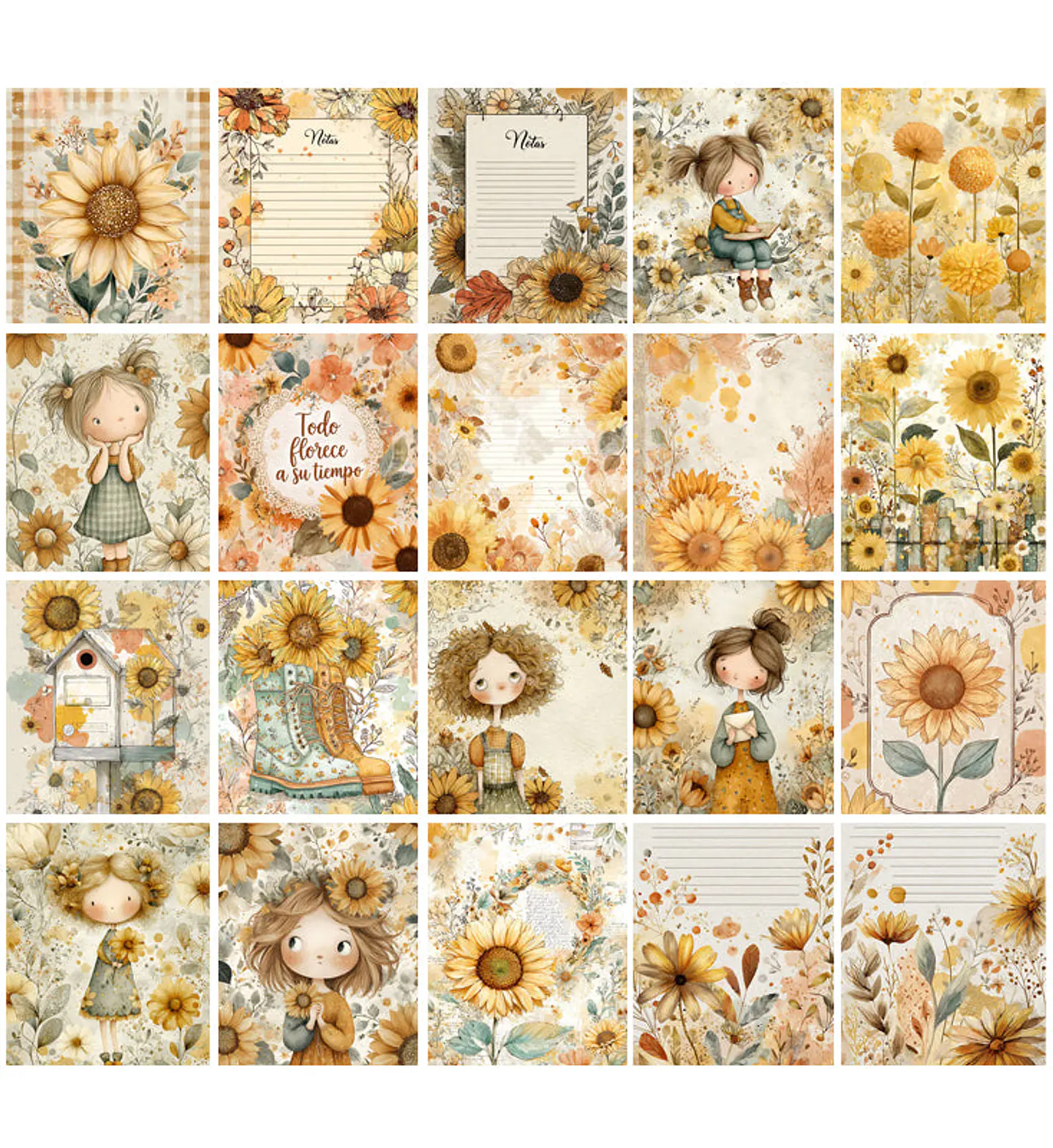 🌻 Girasoles Floreciendo | 62 Páginas ScrapBooking 8