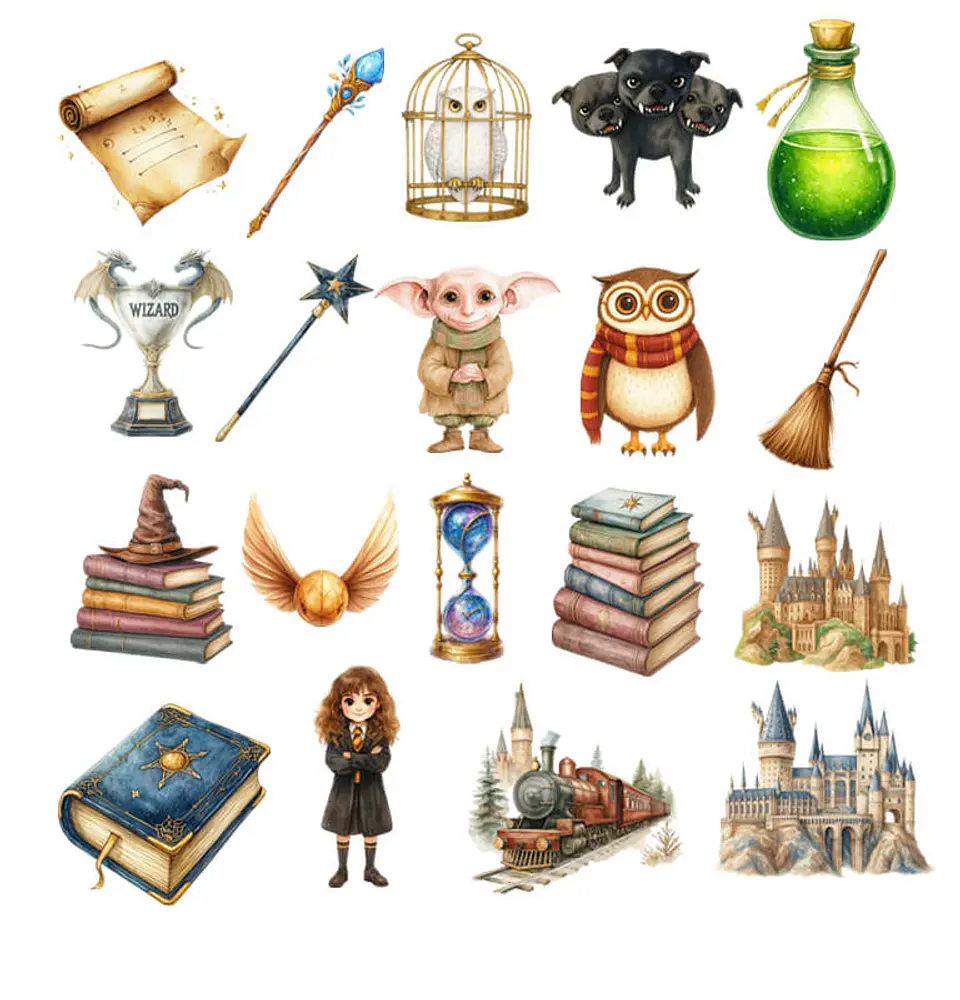 35 Imágenes PNG Escuela de Magia Stickers/Topper 3