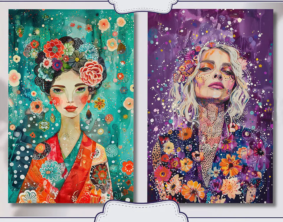 16 Retratos Florales Imprimibles 3