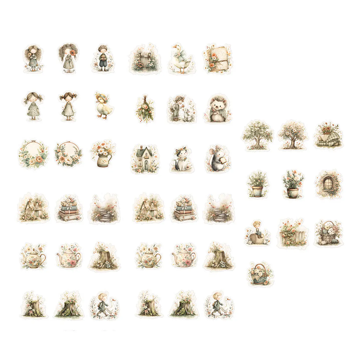 ✂️ Plancha para cortar - 100 Stickers Campesinos de granja Vintage 5