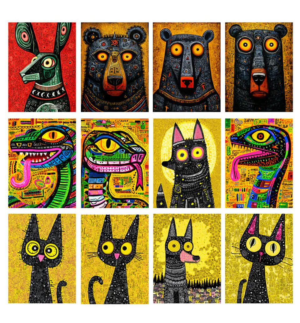 Pack 60 Láminas Animales Tribales imprimibles 3