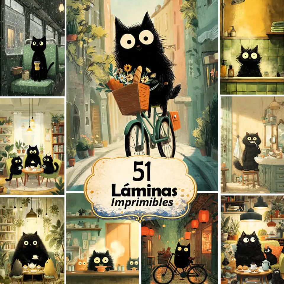 51 Láminas Historias de un Gatito Negro 1