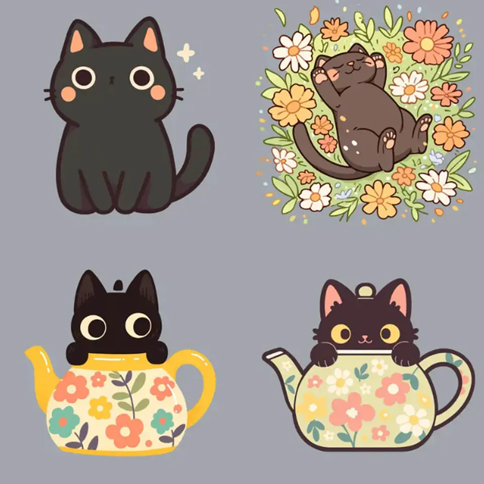 30 Stickers de Gatitos Primavera Imprimibles 7