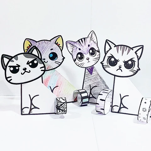 Gatitos Plegables para Colorear