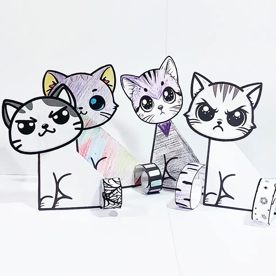 Gatitos Plegables para Colorear 1