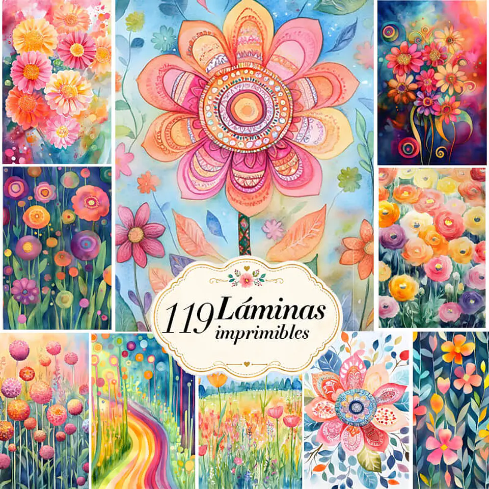 Pack 119 Láminas Flores Surrealistas 1