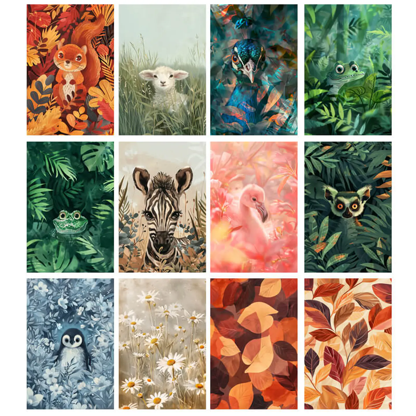 Pack 100 Animales Curiosos entre flores, bosques, y ramas 2
