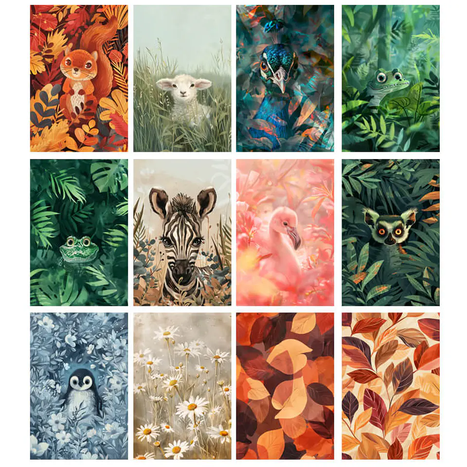 Pack 100 Animales Curiosos entre flores, bosques, y ramas 2