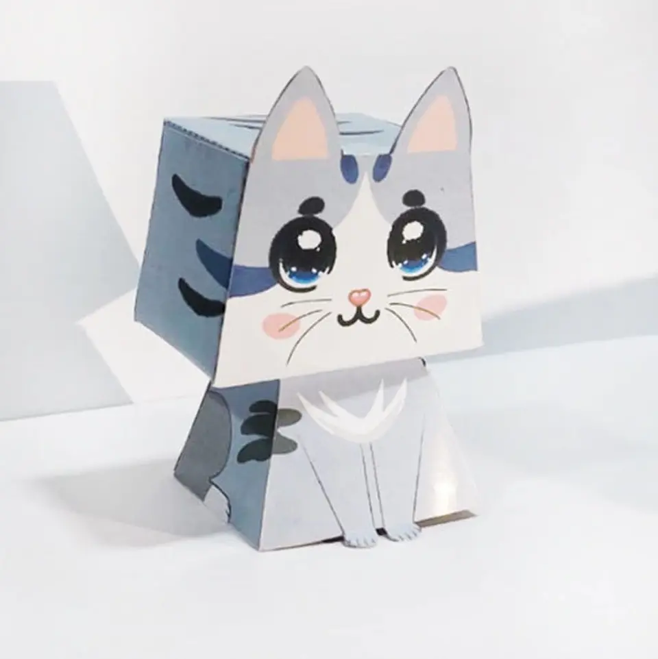 Gatito de papel Gris Imprimible 1