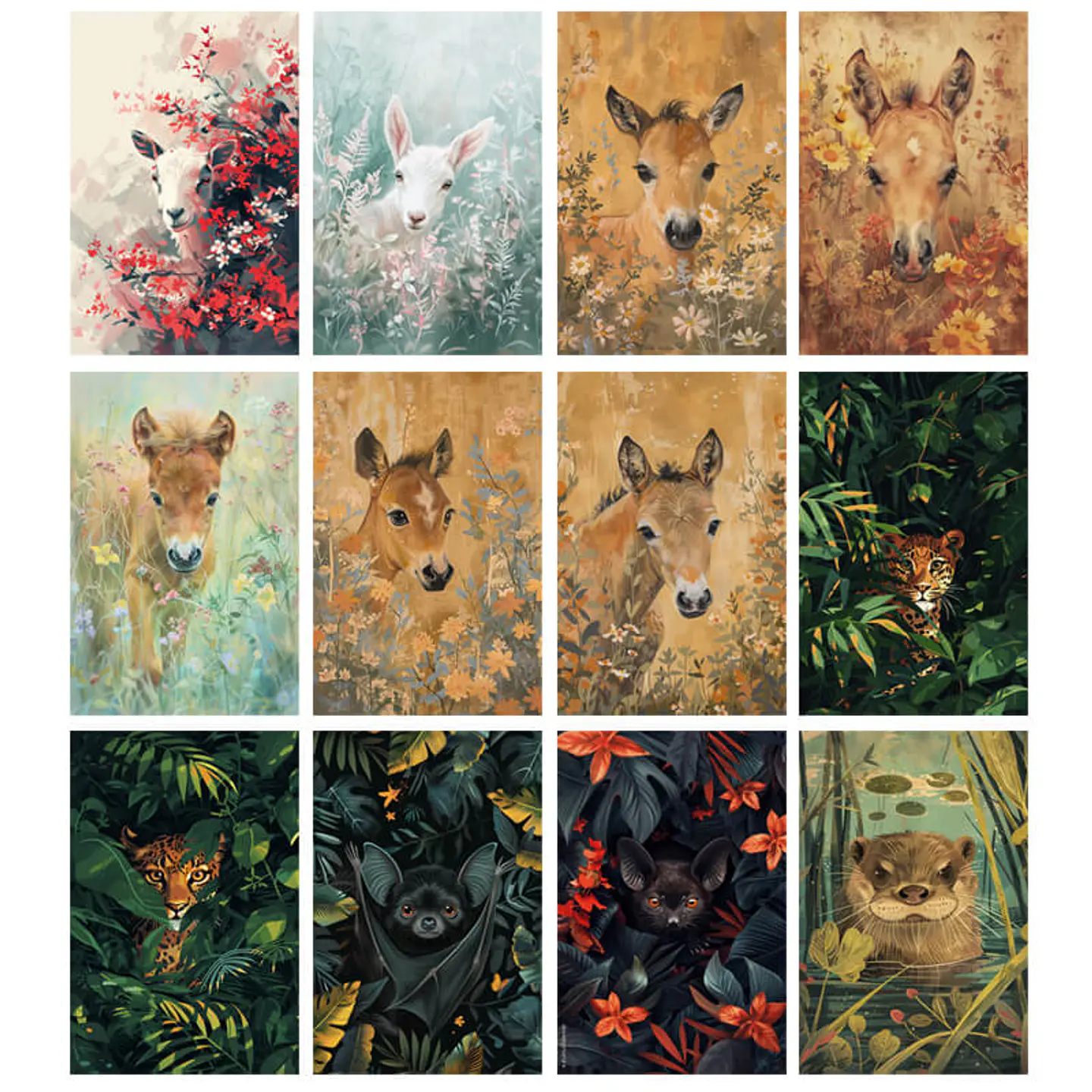Pack 100 Animales Curiosos entre flores, bosques, y ramas 3