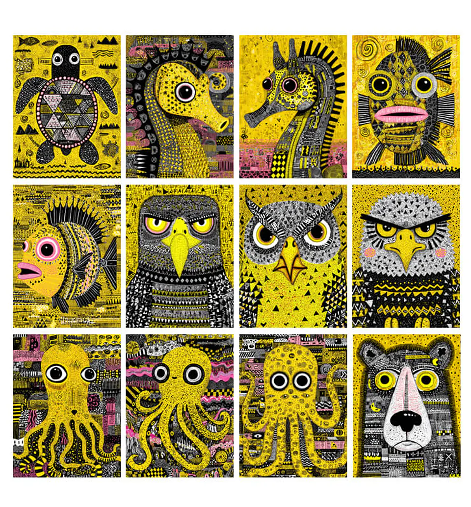 Pack 60 Láminas Animales Tribales imprimibles 5