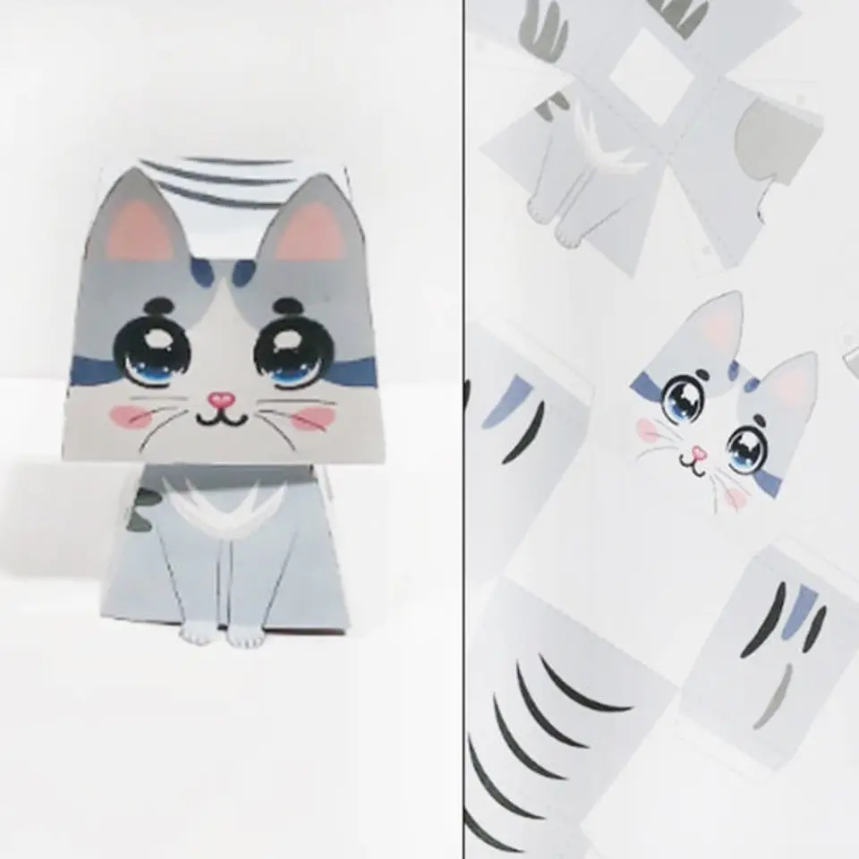 Gatito de papel Gris Imprimible 2