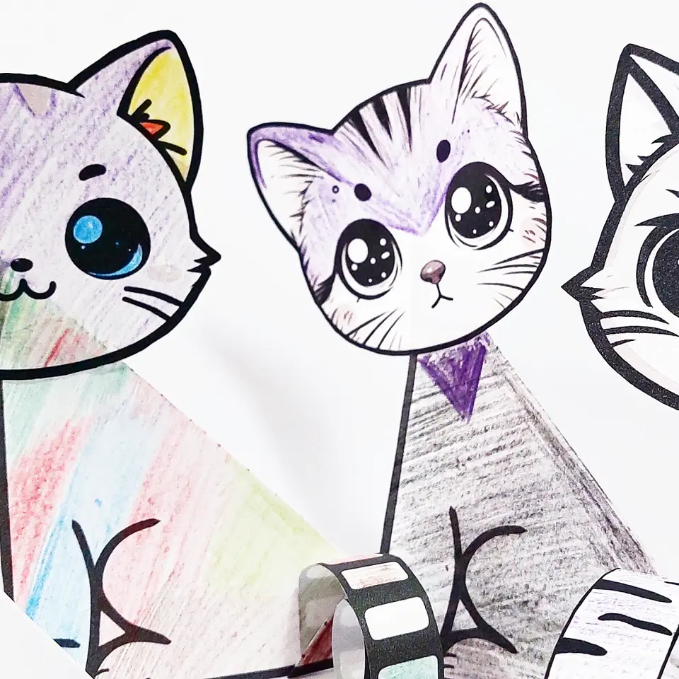 Gatitos Plegables para Colorear 3