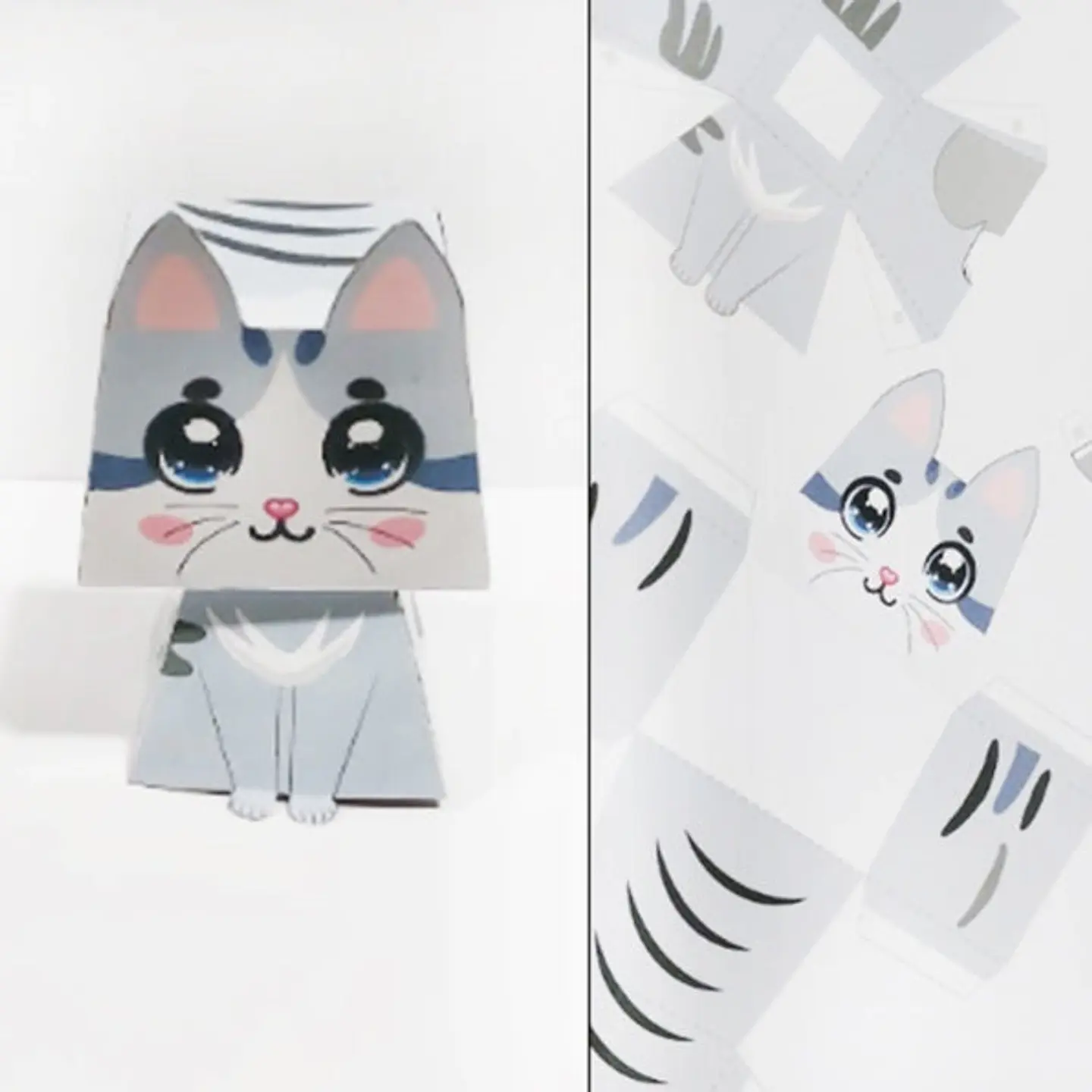 Gatito de papel Gris Imprimible 3